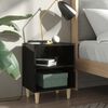 vidaXL Table de chevet avec pieds en bois Noir brillant 40x30x50 cm