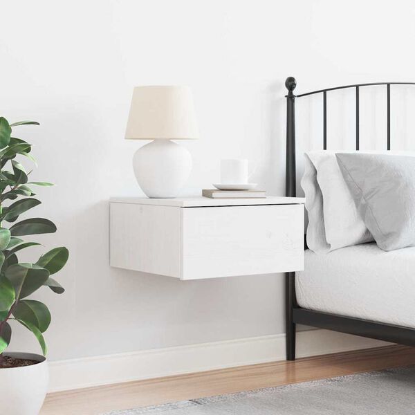 vidaXL Table de chevet Blanc 37 x 35 x 18,5 cm Bois massif en pin