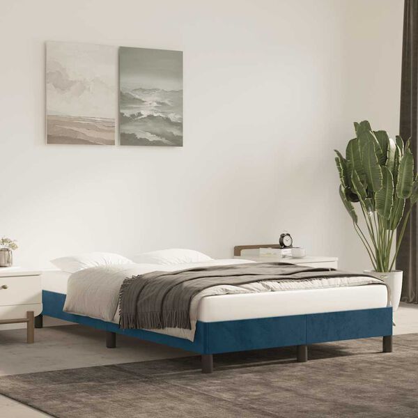 vidaXL Cadre de lit sans matelas bleu fonc&eacute; 120x200 cm velours