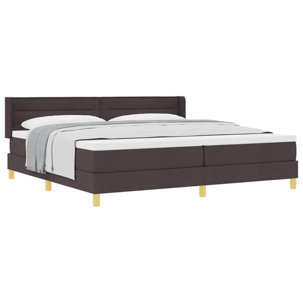 vidaXL Lit &agrave; ressorts avec matelas Marron fonc&eacute; 200 x 200 cm Polyester