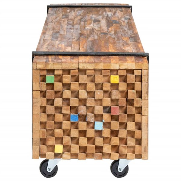 vidaXL Meuble TV 110x30x32,5 cm Bois de teck massif