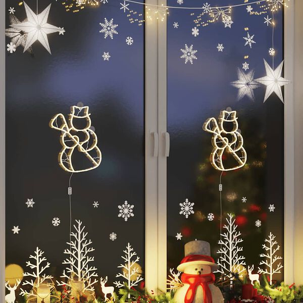 vidaXL Lumières de Noël silhouette de bonhomme de neige 2 pcs 35 LED