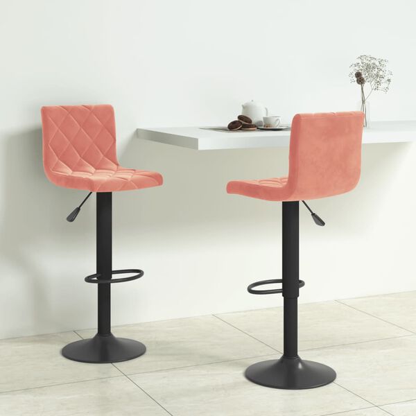 vidaXL Tabourets de bar lot de 2 rose velours