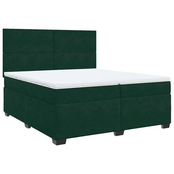 vidaXL Sommier &agrave; lattes de lit et matelas Vert fonc&eacute; 200x200cm Velours