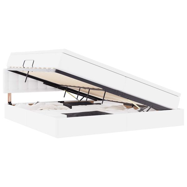 vidaXL Lit avec rangement et matelas Blanc pur 200 x 200 cm