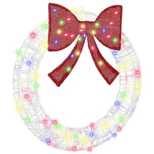 vidaXL Couronne avec 60 LED Multicolore 76 x 76 x 8,5 cm Acrylique