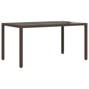 vidaXL Table de jardin avec dessus en verre marron r&eacute;sine tress&eacute;e