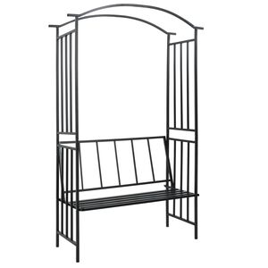 vidaXL Vo&ucirc;te de jardin avec banc Noir 128x50x207 cm Fer