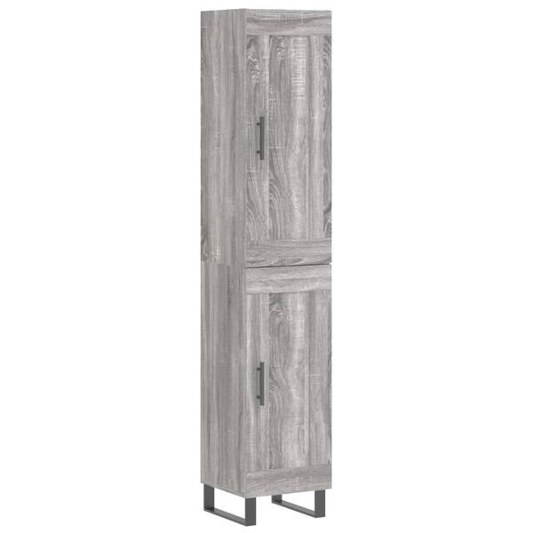 vidaXL Buffet haut Sonoma gris 34,5x34x180 cm Bois d'ingénierie