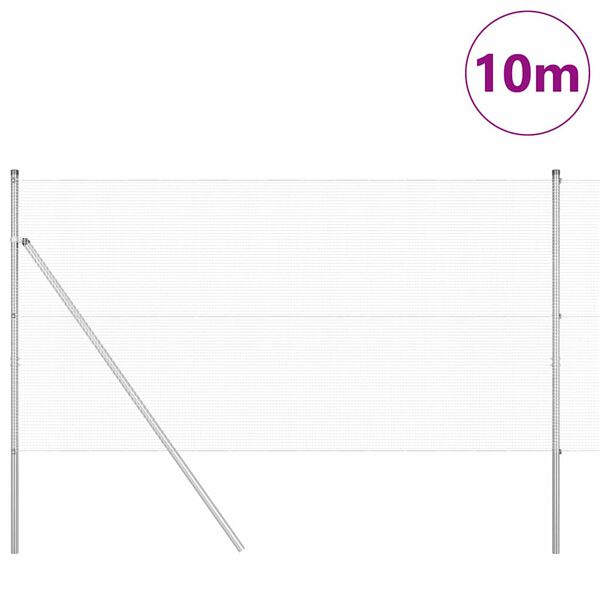 vidaXL Poteau de cl&ocirc;ture. Argent&eacute; 10 x 1,4 m (maillage 12 x 12 mm)