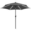 vidaXL Parasol de jardin et lumi&egrave;res LED m&acirc;t en aluminium anthracite