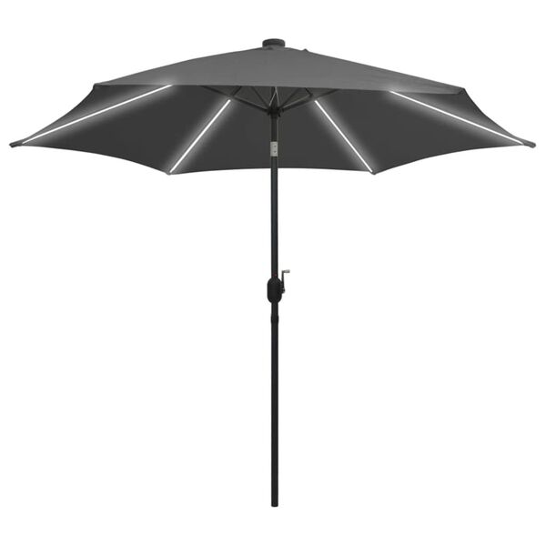 vidaXL Parasol de jardin et lumi&egrave;res LED m&acirc;t en aluminium anthracite