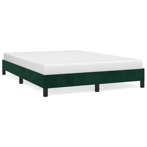vidaXL Cadre de lit sans matelas vert fonc&eacute; 140x190 cm velours