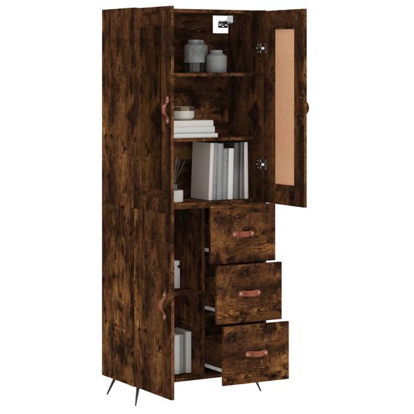 vidaXL Buffet haut Ch&ecirc;ne fum&eacute; 69,5x34x180 cm Bois d'ing&eacute;nierie