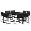 vidaXL Ensemble &agrave; manger de jardin avec coussins 9 pcs noir textil&egrave;ne