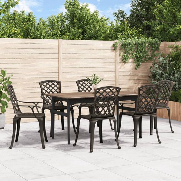 vidaXL Chaises de jardin lot de 6 fonte d'aluminium bronze