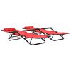vidaXL Chaises longues pliables 2 pcs avec repose-pied Acier Rouge