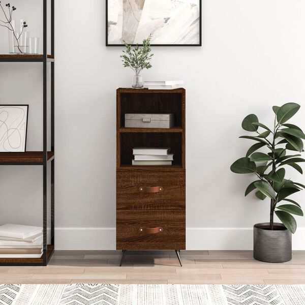 vidaXL Buffet Ch&ecirc;ne marron 34,5x34x90 cm Bois d'ing&eacute;nierie