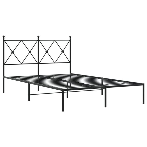 vidaXL Cadre de lit m&eacute;tal sans matelas avec t&ecirc;te de lit noir 120x190cm