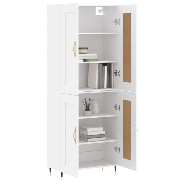 vidaXL Buffet haut Blanc 69,5x34x180 cm Bois d'ing&eacute;nierie
