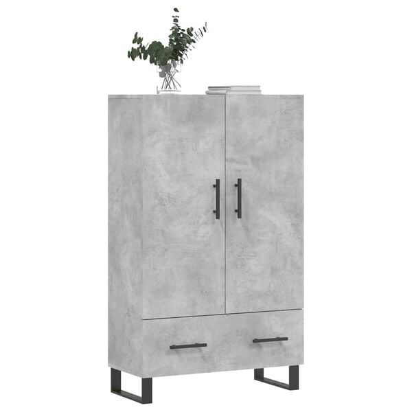 vidaXL Buffet haut gris b&eacute;ton 69,5x31x115 cm bois d'ing&eacute;nierie