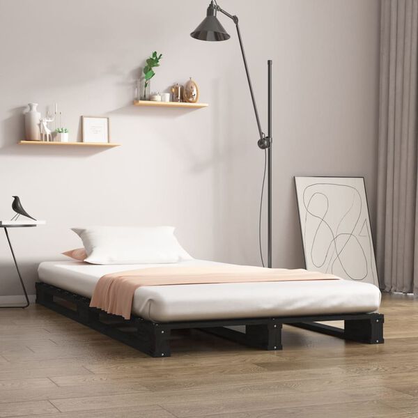 vidaXL Lit de palette sans matelas noir bois massif