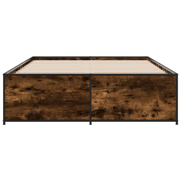 vidaXL Cadre de lit sans matelas ch&ecirc;ne fum&eacute; 140x190 cm