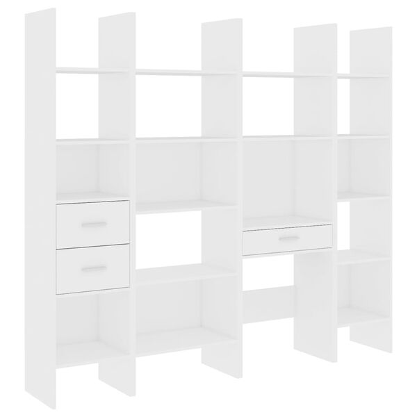 vidaXL Ensemble de biblioth&egrave;que 4 pcs Blanc Bois d'ing&eacute;nierie