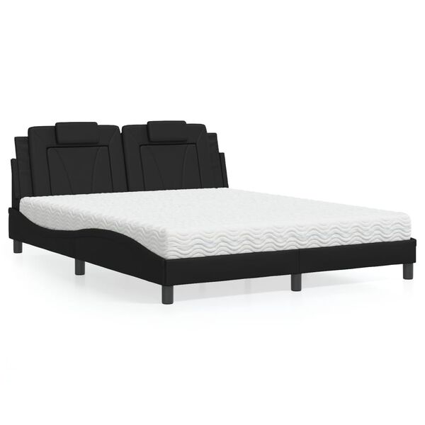 vidaXL Lit Viana avec matelas noir 160x200 cm similicuir