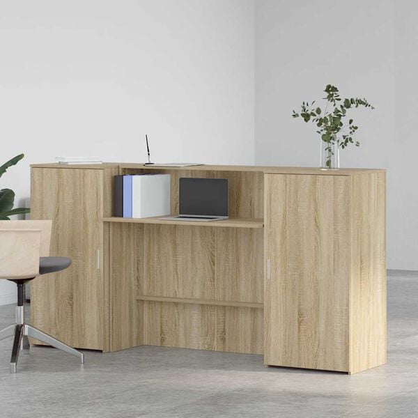 vidaXL Bureau r&eacute;ception ch&ecirc;ne sonoma 200x50x103,5 cm bois d'ing&eacute;nierie