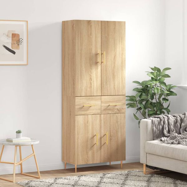 vidaXL Buffet haut Ch&ecirc;ne sonoma 69,5x34x180 cm Bois d'ing&eacute;nierie