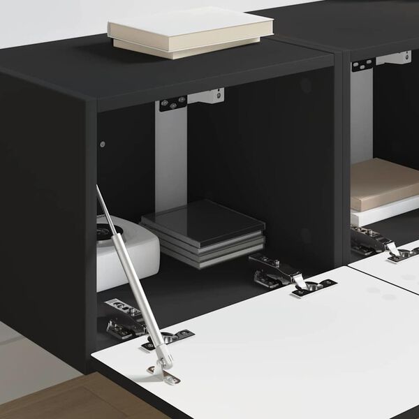 vidaXL Meuble TV mural 2 pcs Noir 60 x 31 x 29.5 cm Bois d'ing&eacute;nierie