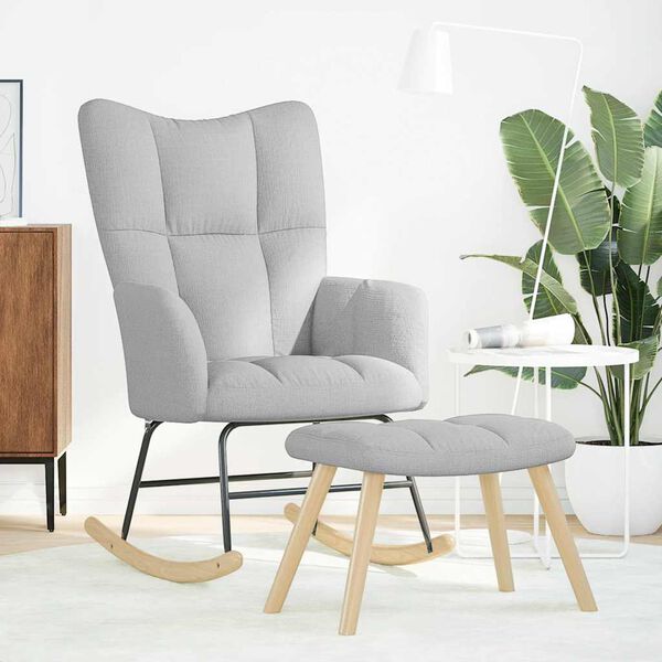 vidaXL Chaise &agrave; bascule avec repose-pied gris nuage tissu