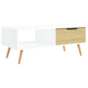 vidaXL Table basse Blanc et ch&ecirc;ne Sonoma 100x49,5x43cm Bois ing&eacute;nierie