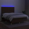 vidaXL Sommier &agrave; lattes de lit matelas et LED Marron fonc&eacute; 140x200 cm