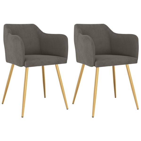 vidaXL Chaises &agrave; manger lot de 2 Gris fonc&eacute; Velours