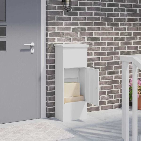 vidaXL Bo&icirc;te de d&eacute;p&ocirc;t de colis Blanc 44.5 x 29 x 110.5 cm Acier