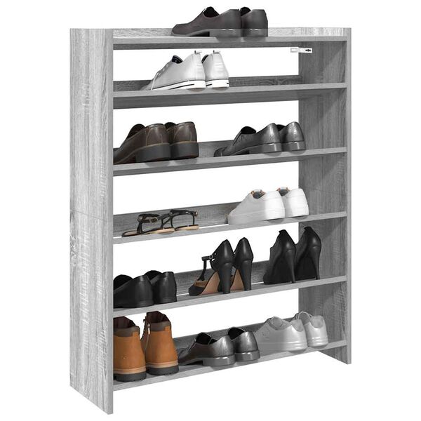 vidaXL &Eacute;tag&egrave;re &agrave; chaussures sonoma gris 80x25x100 cm bois d'ing&eacute;nierie