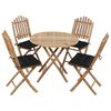 vidaXL Ensemble &agrave; manger d'ext&eacute;rieur pliable 5pcs avec coussins Bambou