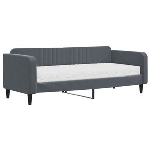 vidaXL Lit de jour avec matelas gris fonc&eacute; 90x200 cm velours