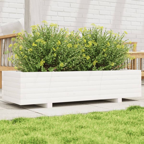 vidaXL Jardini&egrave;re blanc 110x40x26,5 cm bois de pin massif