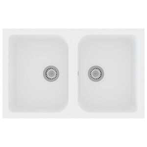 vidaXL &Eacute;vier de cuisine Quartz et r&eacute;sine 76 x 48 x 30 cm Blanc
