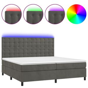 vidaXL Sommier &agrave; lattes de lit matelas et LED Gris fonc&eacute; 200x200 cm