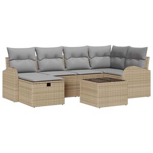 vidaXL Ensemble de canap&eacute; de jardin 7 pcs Beige Poly rotin