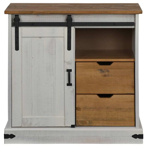 vidaXL Buffet HALDEN porte coulissante blanc 80x40x80 cm bois massif