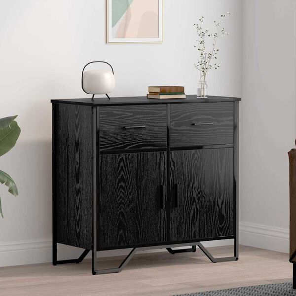 vidaXL Buffet avec tiroir Ch&ecirc;ne noir 79,5 x 35,5 x 74,5 cm