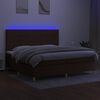 vidaXL Sommier &agrave; lattes de lit matelas et LED Marron fonc&eacute; 200x200 cm