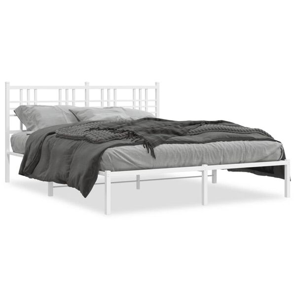 vidaXL Cadre de lit m&eacute;tal sans matelas et t&ecirc;te de lit blanc 150x200 cm