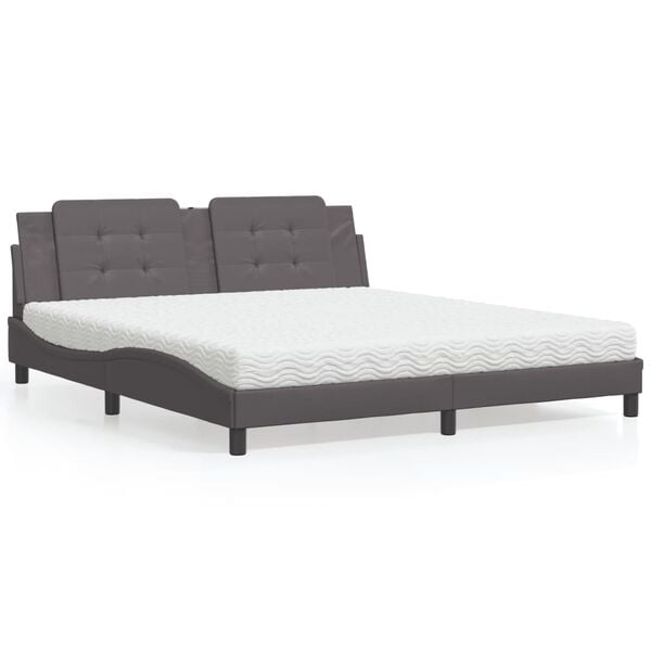 vidaXL Lit avec matelas Zadar gris 180x200 cm similicuir