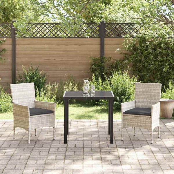 vidaXL Ensemble de salle &agrave; manger pour jardin 3 pcs Gris clair